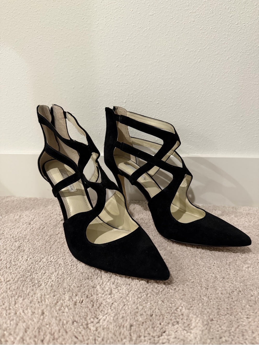 Black BCBG Strappy Pointed-Toe Women's Heels